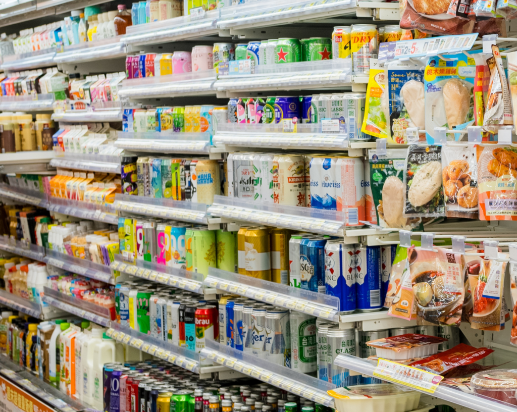 Organized drinks in fridge